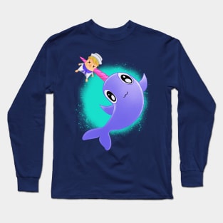 Sailor-Killing Friendly Narwhal Long Sleeve T-Shirt